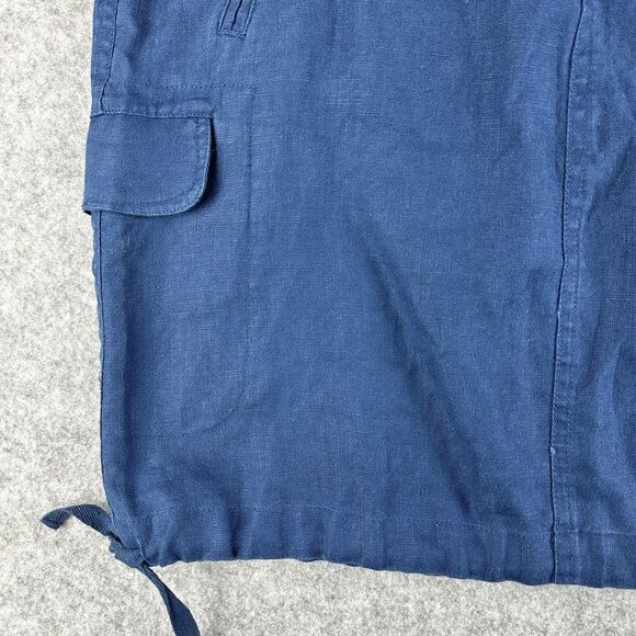For the Republic Cargo Linen Skirt Womens 4 Blue Cinch Tie Coastal Beach Pockets - Picture 3 of 11